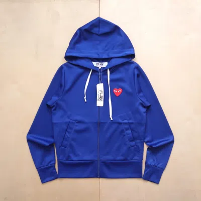 Pre-owned Comme Des Garçons Play Zip Hooded Sweatshirt Jacket In Blue