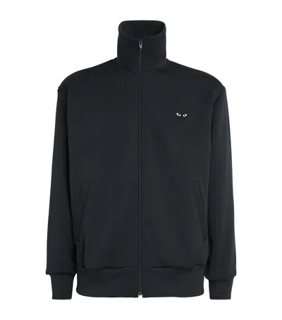 Comme Des Garçons Play Zip-up Heart Sweatshirt In Black