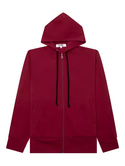 Comme Des Garçons Play Zip-up Hoodie In Red