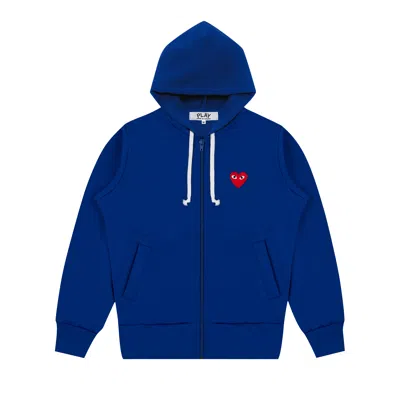 Pre-owned Comme Des Garçons Play Zip Up Hoodie With Red Heart 'blue'
