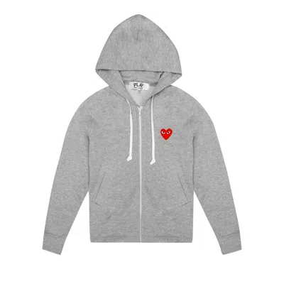 Pre-owned Comme Des Garçons Play Zip Up Hoodie With Red Heart 'grey'