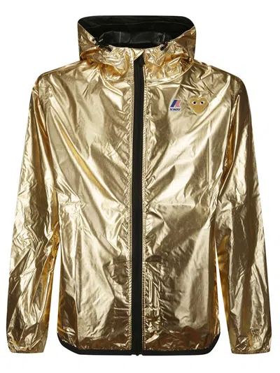 Comme Des Garçons Play Zipped Hooded Jacket In Gold