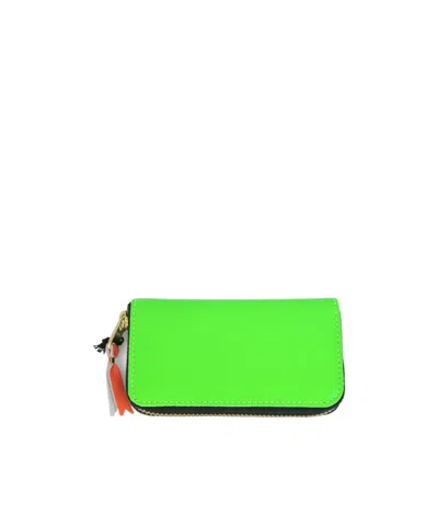 Comme Des Garçons Play Zipper Wallet In Neon Green