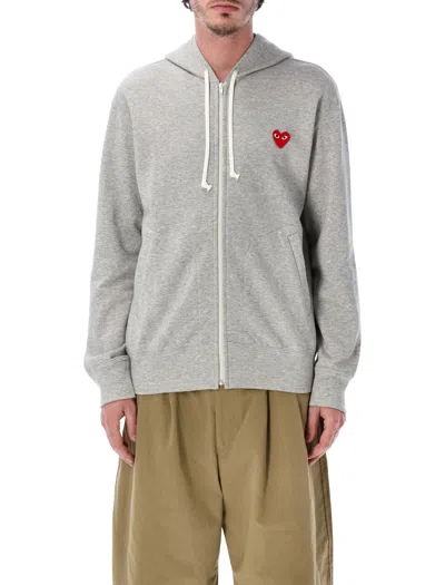 Comme Des Garçons Play Comme Des Garcons Play Zip-up Hoodie With Chest Logo In Gray