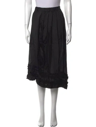 Pre-owned Comme Des Garçons Pleated Accents Midi Length Skirt In Black