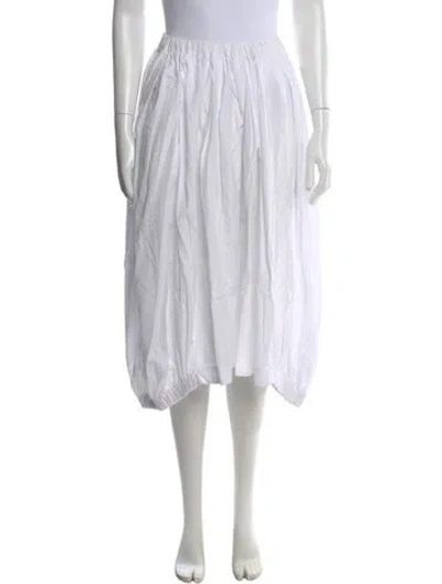 Pre-owned Comme Des Garçons Pleated Accents Midi Length Skirt In White