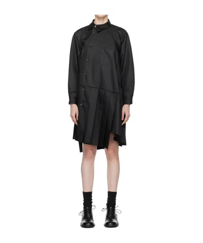 Comme Des Garçons Pleated Asymmetrical Dress In Black