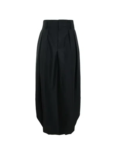 Comme Des Garçons Pleated Balloon Midi Skirt In Black