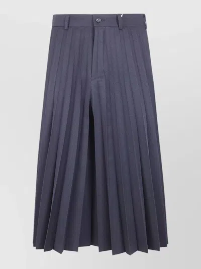 Comme Des Garçons Pleated Bermuda Trousers Featuring Belt Loops In Blue