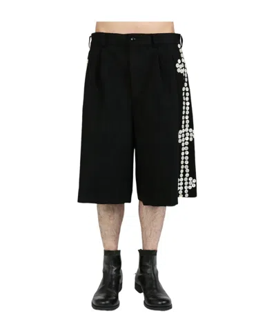 Comme Des Garçons Pleated Button Shorts In Black
