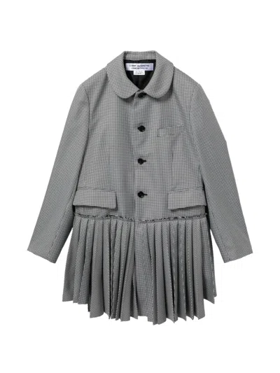 Comme Des Garçons Pleated Check Coat In Gray