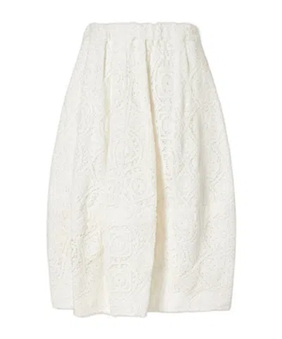 Comme Des Garçons Pleated Crocheted Cotton Midi Skirt In White