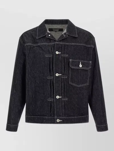 Comme Des Garçons Pleated Denim Jacket In Multi