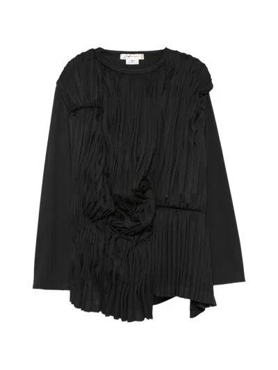 Comme Des Garçons Pleated Draped Blouse In Black