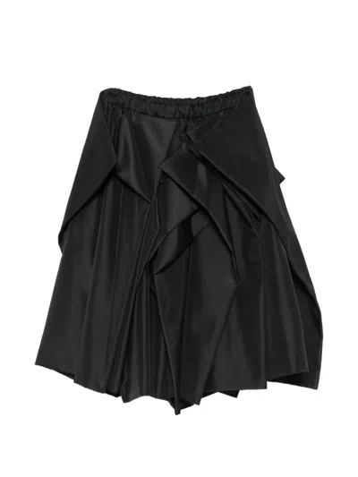 Comme Des Garçons Pleated Draped Midi Skirt In Black