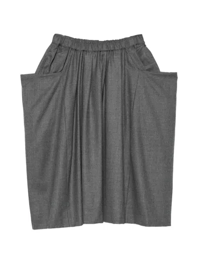 Comme Des Garçons Pleated Draped Midi Skirt In Gray