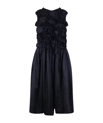 Comme Des Garçons Ruffled-detail Midi Dress In Blue