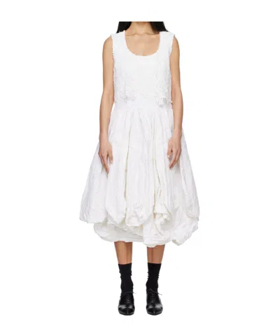 Comme Des Garçons Pleated Dress In White