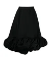 Comme Des Garçons Roses Midi Skirt Ruffled Hem In Black