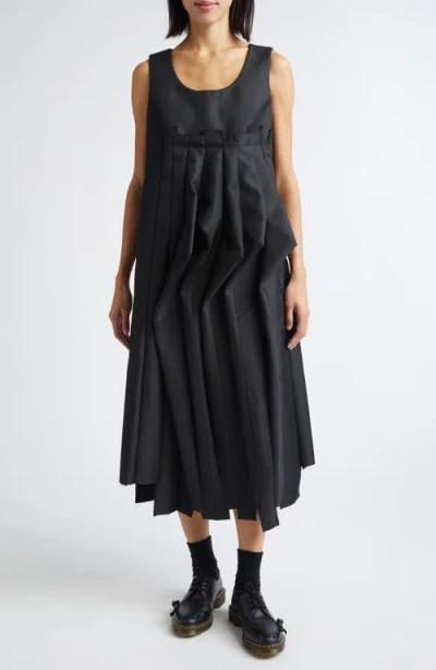 Comme Des Garçons Pleated Gabardine Midi Dress In Black