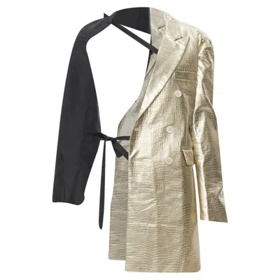 Comme Des Garçons Comme Des Garcons Pleated Harness Asymmetric Open Jacket In Gold