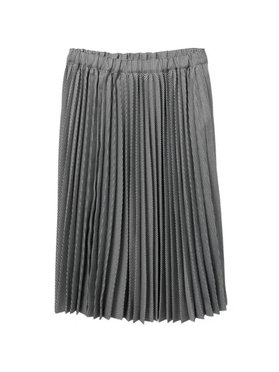 Comme Des Garçons Pleated Houndstooth Midi Skirt In Black