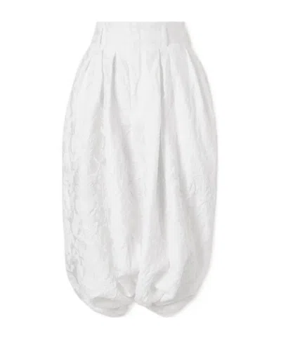 Comme Des Garçons Pleated Jacquard-knit Wide-leg Pants In White