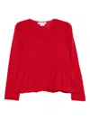 Comme Des Garçons Pleated Knit Top In Red