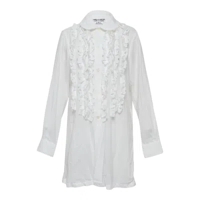 Comme Des Garçons Pleated Long Blouse In White