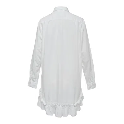 Comme Des Garçons Pleated Long Blouse In White