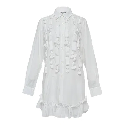 Comme Des Garçons Pleated Long Blouse In White