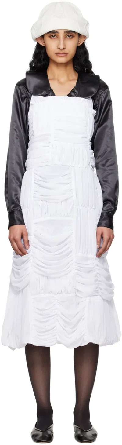 Comme Des Garçons Pleated Mid-length Dress In White