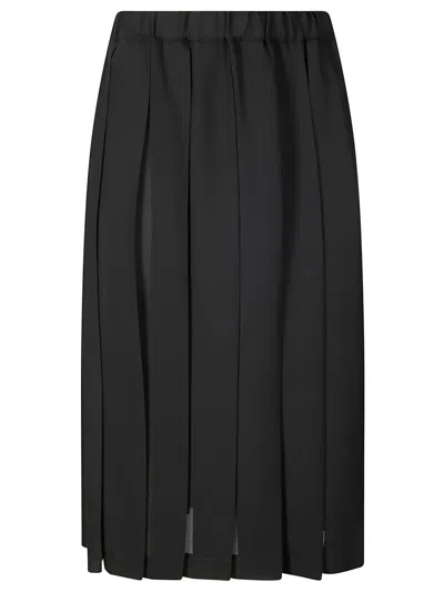 Comme Des Garçons Pleated Midi Skirt In Black