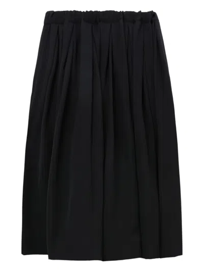 Comme Des Garçons Pleated Midi Skirt In Black