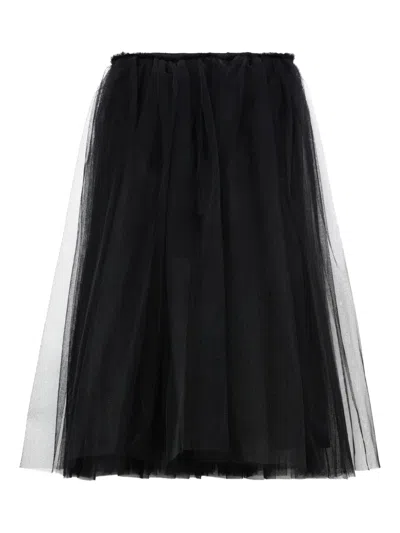 Comme Des Garçons Pleated Midi Skirt In Black
