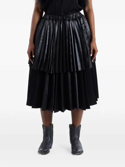 Comme Des Garçons Pleated Midi Skirt In Black