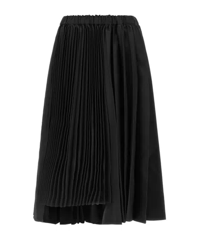 Comme Des Garçons Pleated Midi Skirt In Black