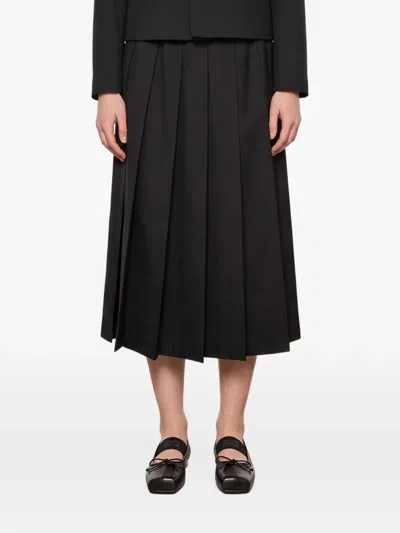 Comme Des Garçons Pleated Midi Skirt In Black