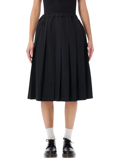 Comme Des Garçons Pleated Midi Skirt In Black