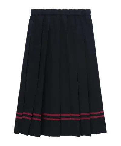Comme Des Garçons Pleated Midi Skirt In Black