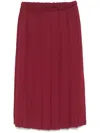 Comme Des Garçons Pleated Midi Skirt In Red
