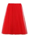 Comme Des Garçons Pleated Midi Skirt In Red