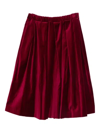 Comme Des Garçons Pleated Midi Skirt In Red