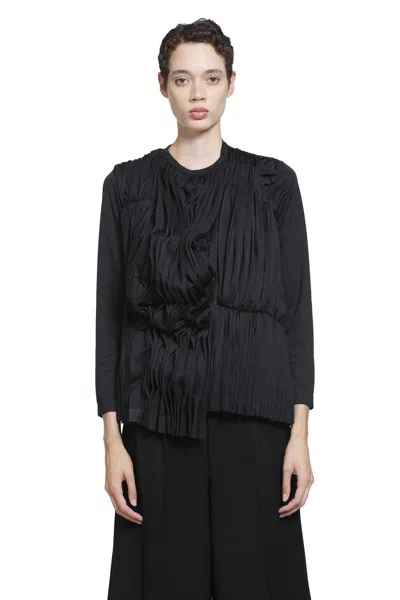 Comme Des Garçons Pleated Draped Top In Black