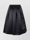 Comme Des Garçons Pleated Satin Finish Midi Length Skirt In Black