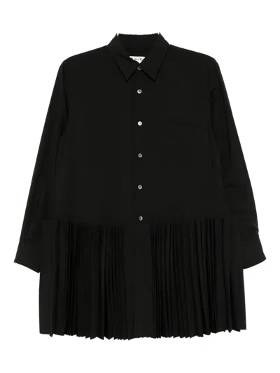 Comme Des Garçons Pleated Shirt Dress In Black