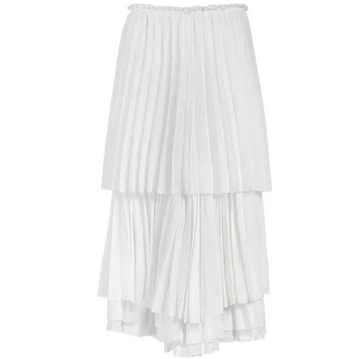 Pre-owned Comme Des Garçons Pleated Silk Skirt In Gray