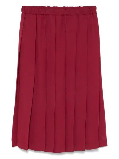 Comme Des Garçons Burgundy Polyester Jersey Midi Skirt