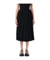Comme Des Garçons Elastic Waistband Midi Pleated Skirt In Black