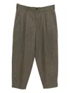 Comme Des Garçons Pleated Tapered Trousers In Green